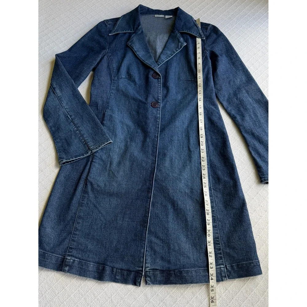 Rubbish Y2K‎ Denim Trench Coat Long Duster Jacket Dark Wash Indigo Small